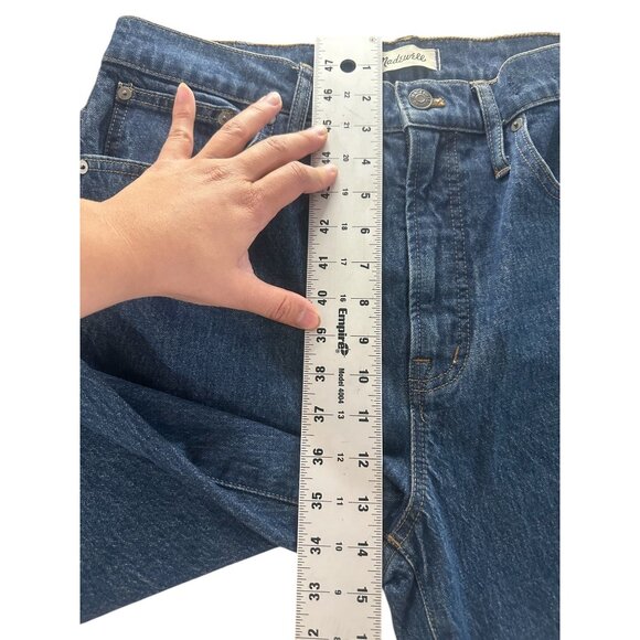 Madewell Perfect Vintage Jeans Womens 31 Dark Wash Straight High Rise Raw Hem - Picture 8 of 16